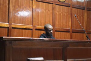 Hudeife Mohammed Mire a U.S National in Milimani court after being detained for third degree murder in the U.S pending extradition proceedings 